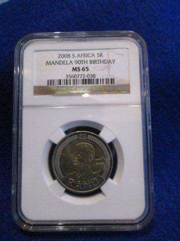 Mandela 90th Birthday R5. MS65 - NGC Graded.