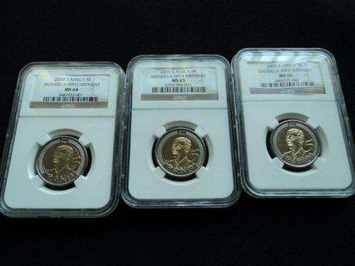 @@Very Nice Combo!@@ Mandela 90th Birthday R5.  MS 64 - MS 65 - MS 66.  All for 1 Bid.