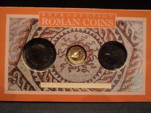 The Roman Occupation (Set 4) - Reproduction Roman Coins in folder.