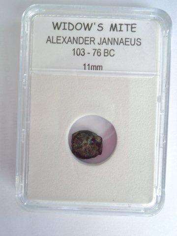 Widow's Mite - Judaea,  Alexander Jannaeus,   103 - 76 BC. (In slab for protection.)