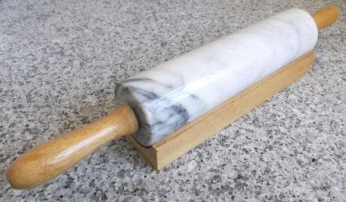 MARBLE ROLLING PIN WITH WOODEN STAND
