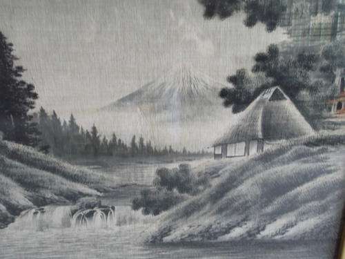 JAPANESE SILK PAINTING - FRAMED