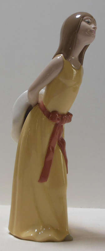 LLADRO FIGURINE - "Naughty Girl with Straw Hat" - Retired