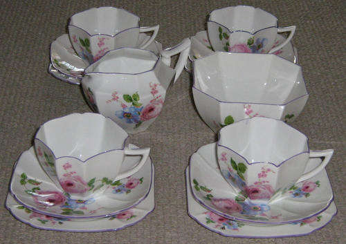 SHELLEY 14 piece TEA SET - QUEEN ANNE SHAPE