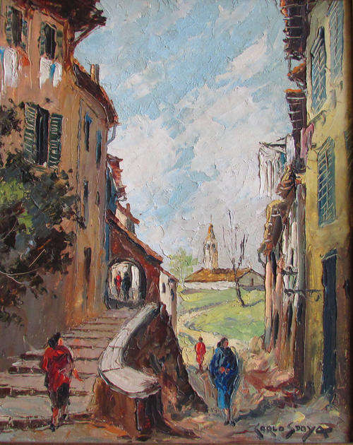 CARLO SDOYA  (1914 - 1996) - STUNNING VILLAGE SCENE