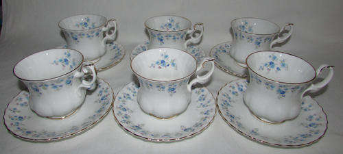ROYAL ALBERT  "MEMORY LANE "   SET OF 6 COFFEE CUPS AND SAUCERS - DEMITASSE