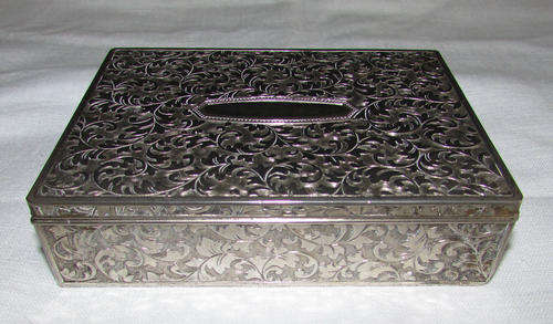 SILVER PLATED  BOX - BEAUTIFULLY ENGRAVED