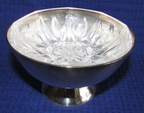 SILVER PLATED JAM DISH WITH GLASS LINER