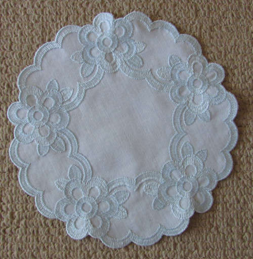 2 SMALL LIGHT BLUE  EMBROIDERED  DOILIES