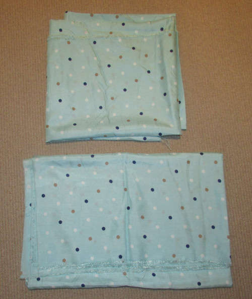 2 PIECES TURQUOISE SILK FABRIC WITH DOTS - 2.4 metres long and 1.76 metres long