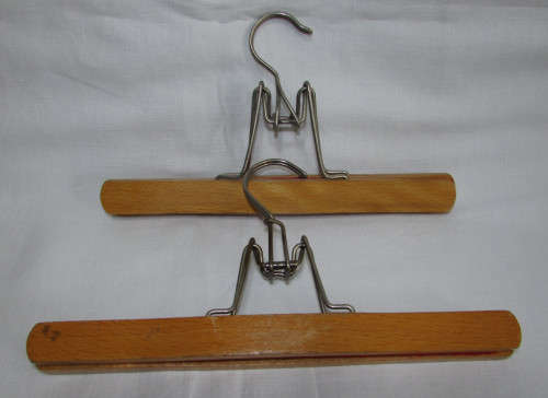 2 WOODEN TROUSER HANGERS