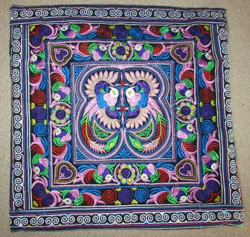 2 EXQUISITE THAI EMBROIDERED CUSHION COVERS
