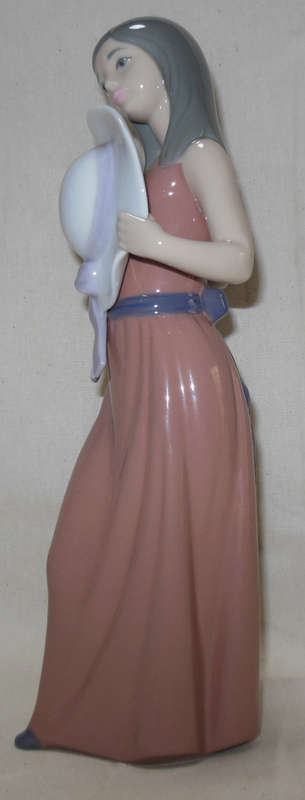 LLADRO FIGURINE - "Bashful Girl with Straw Hat" - Retired