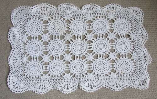 2 RECTANGULAR  HAND CROCHET TRAY CLOTHS
