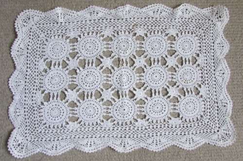 2 RECTANGULAR  HAND CROCHET TRAY CLOTHS