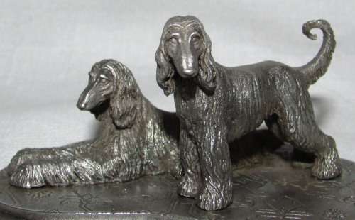 ABSOLUTELY GORGEOUS PAIR OF PEWTER AFGHAN HOUNDS