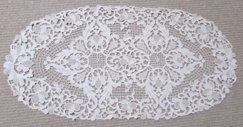 BEAUTIFUL LARGE OVAL CROCHET DOILY  -  57cm long