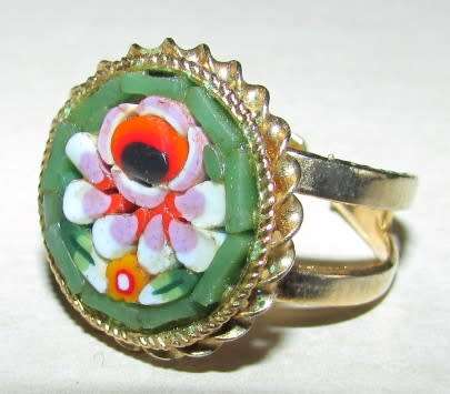 PRETTY ITALIAN MILLEFIORI MOSAIC RING - ADJUSTABLE SIZE