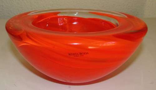 LARGE KOSTA BODA  `ATOLL` BOWL - ORANGE
