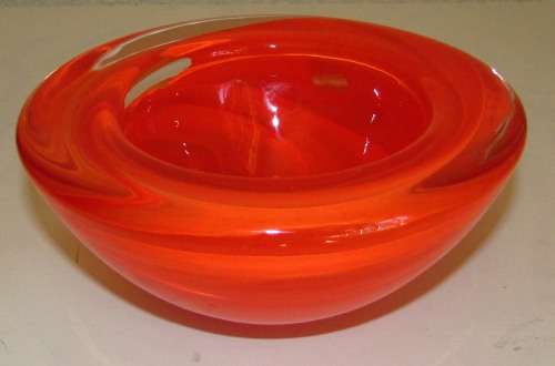 LARGE KOSTA BODA  `ATOLL` BOWL - ORANGE