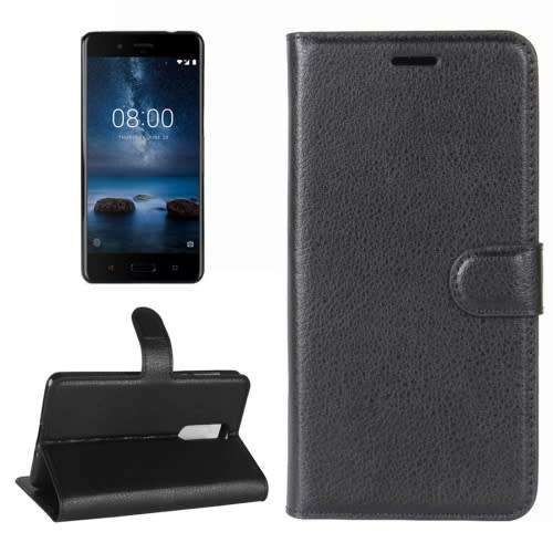 Nokia 8 Litchi Texture Horizontal Flip Leather Case with Holder & Card Slots