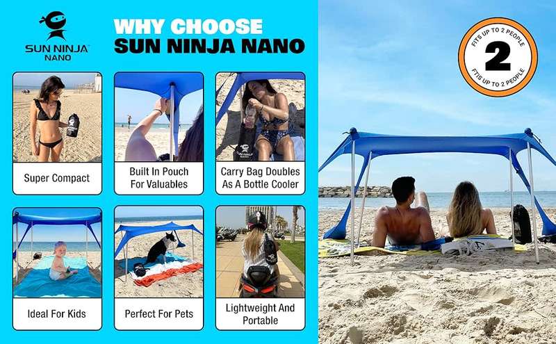 Sun Ninja Nano Summer Sun Tent / Beach Gazebo