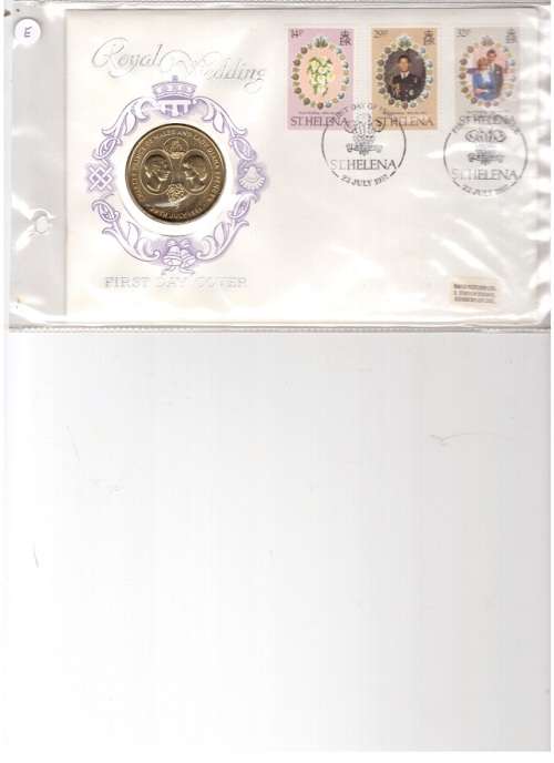 1981 ROYAL WEDDING ST.HELENA FIRST DAY COVER WITH CROWN SIZE 25 PENCE COIN SEE PICS