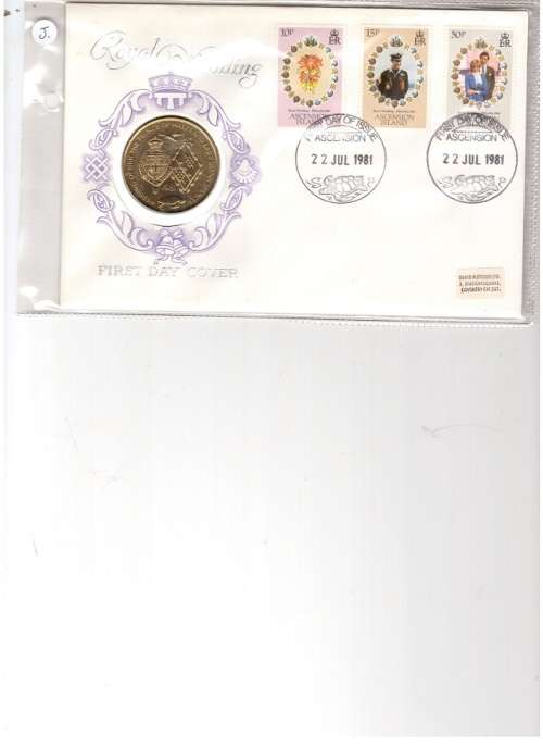 1981 ROYAL WEDDING ASCENSION ISLAND WITH CROWN SIZE 25 PENCE COIN SEE PICS