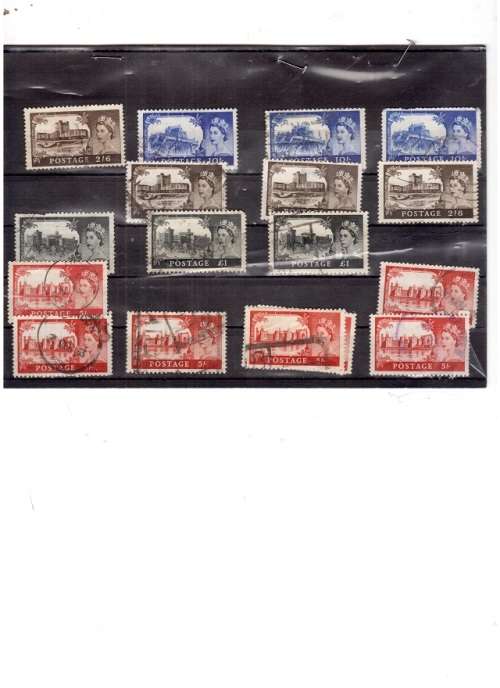GREAT BRITAIN QUEEN ELIZABETH CASTLE HIGH DEFINITIONS 17 X USED STAMPS SEE PICS
