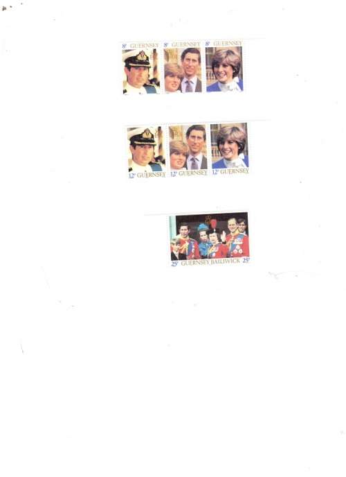 GREAT BRITAIN GUERNSEY ROYAL WEDDING SPECIAL ISSUE 1981 7 X MINT STAMPS SEE PICS!!!