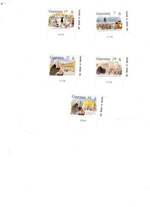 GREAT BRITAIN GUERNSEY JOHN WESLEYS CHANNEL ISLANDS VISIT 1987 RELEASE DATE 17/11/1987 5 X MINT STAM