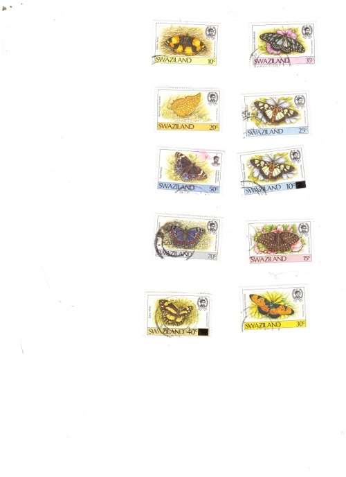 10 X SWAZILAND BUTTERFLIES USED STAMPS SEE PICS!!!