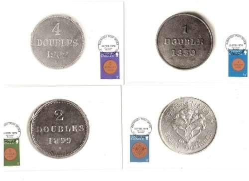 GUERNSEY  1979 COINS SHORT SET OF 14 STAMPED POST CARDS SEE PICS!!!