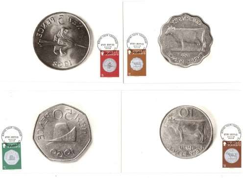 GUERNSEY  1979 COINS SHORT SET OF 14 STAMPED POST CARDS SEE PICS!!!