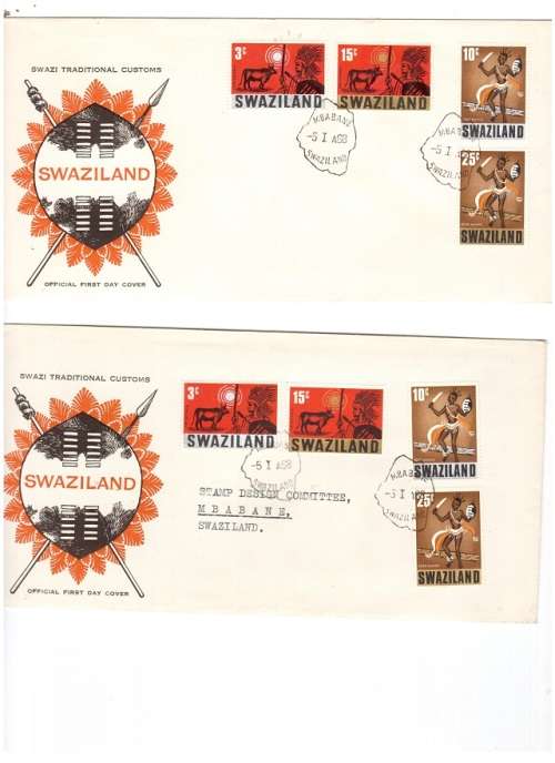 4 X SWAZILAND FDC`S 1967,1968 SEE PICS!!!