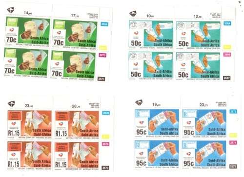 SOUTH AFRICA NATIONAL STAMP DAY MINT STAMPS 4 X CONTROL BLOCKS!!!!