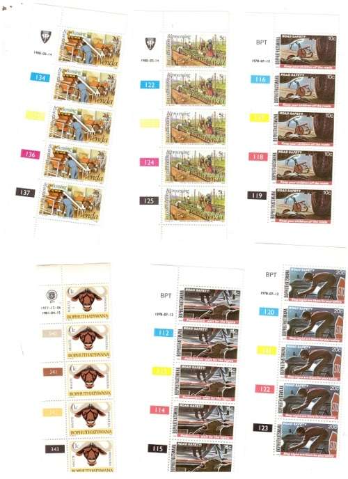 LOTS OF BOPHUTHATSWANA MINT CONTROL BLOCKS SEE PICS!!!