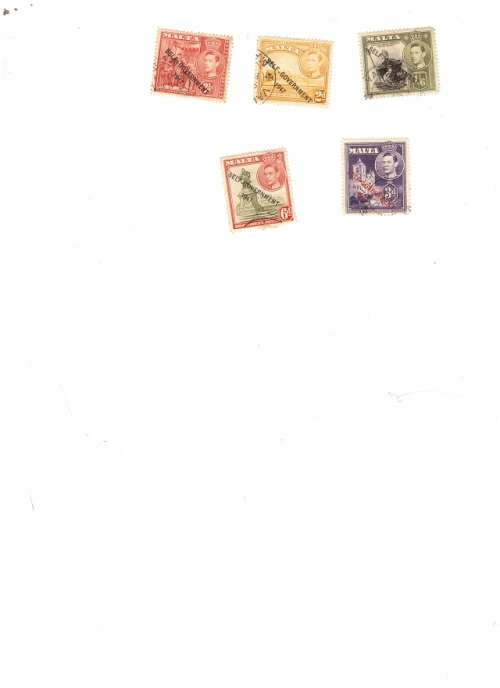5 X MALTA STAMPS OVERPRINT SELF GOVERNMENT 1947 SEE PICS!!!