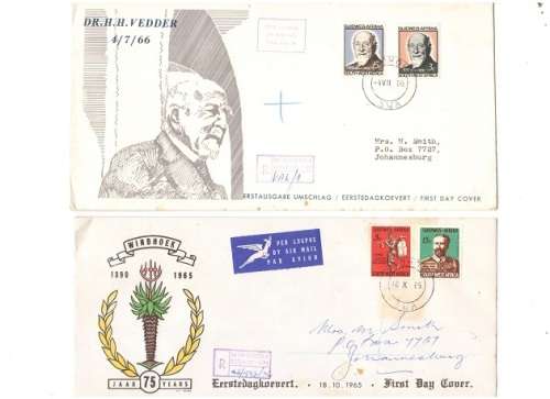 SOUTH WEST AFRICA FIRST DAY COVERS 1965 AND 1966 SEE PICS!!!!!