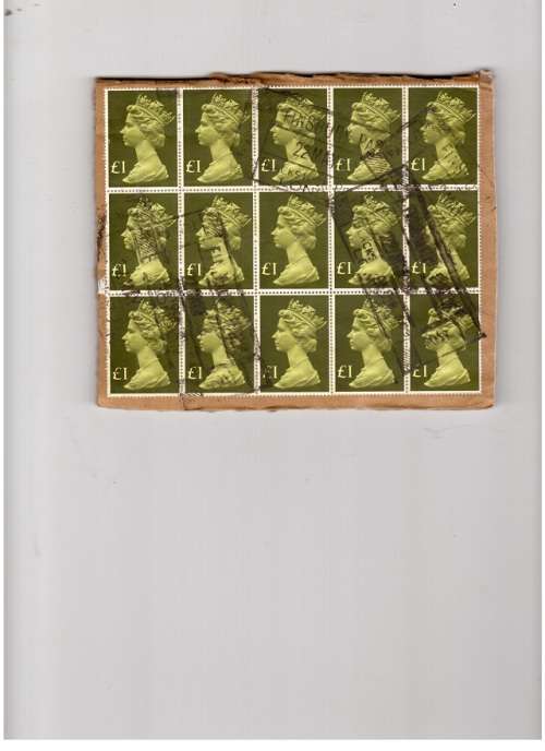 15 X GREAT BRITAIN 1 POUND USED ON PAPER SEE PICS!!!!