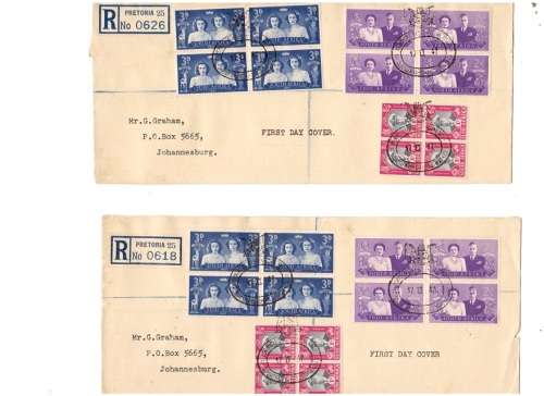 4 X SA UNION FIRST DAY COVERS 1947 SEE PICS!!!
