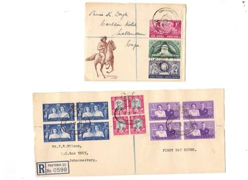4 X SA UNION FIRST DAY COVERS 1947 SEE PICS!!!