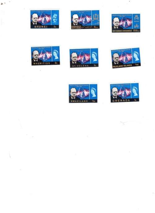 GREAT BRITAIN 8 X WINSTON CHURCHILL MINTNH STAMPS 1874 - 1965 SEE PICS!!!!