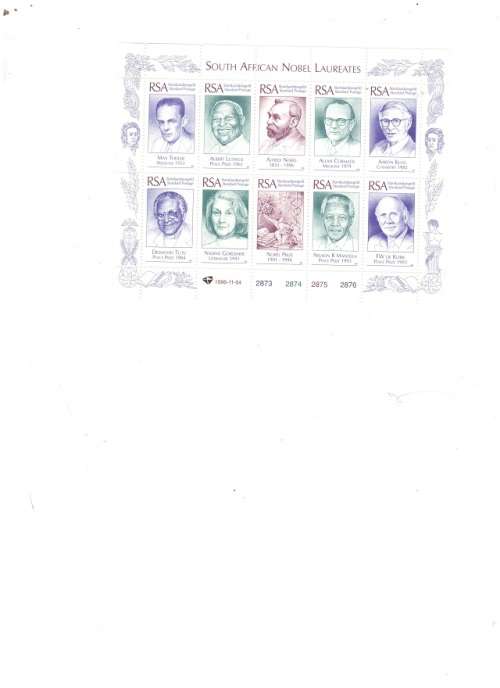 1996 SA NOBEL LAUREATES MINITURE SHEET STANDARD POSTAGE SEE PICS!!!