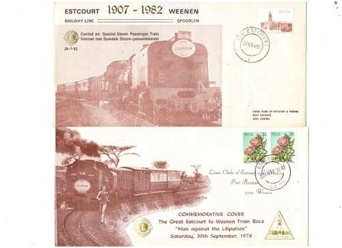 RSA 2 X FDC`S LIMITED ISSUE CARRIED ON SPECIAL STEAM PASSENGER TRAIN SEE PICS!!!!