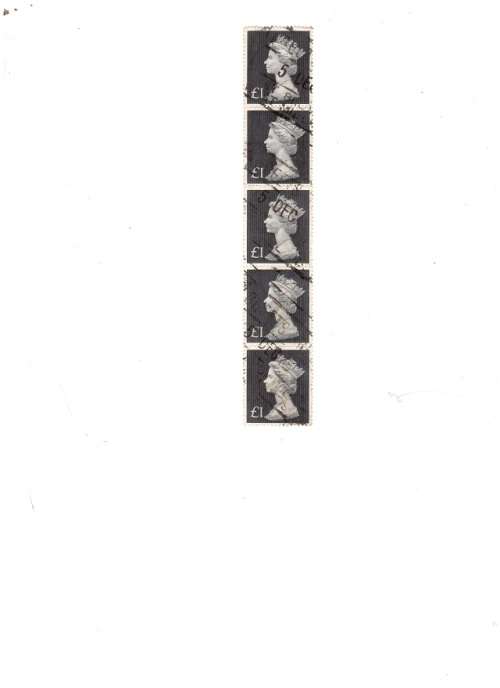 GREAT BRITAIN 5 X 1 POUNDUSED STAMPS SEE PICS!!!!