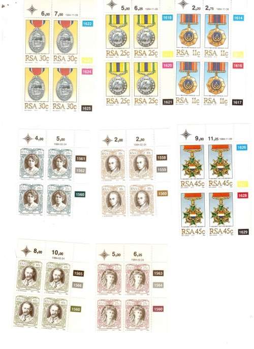 REPUBLIC OF SOUTH AFRICA 12 X CONTROL BLOCKS OF FOUR MINTY STAMPS SEE PICS!!!!