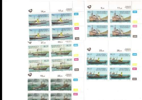 1 X LARGE RSA FDC TUGBOATS 13/05/1994 PLUS 5 X CONTROL BLOCKS OF 4 STAMPS EACH ALL MINT SEE PICS