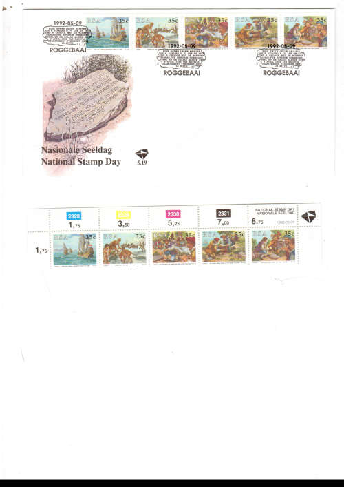 1 X RSA FDC NATIONAL STAMP DAY 9/5/1992 1 CONTROL BLOCK 5 STAMPS ALL MINT SEE PICS