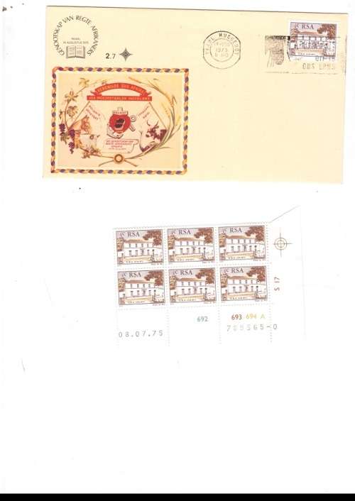 1 X RSA FDC GENOOTSKAP VAN AFRIKANERS 1975 PLUS CONTROL BLOCK OF 6 MINT STAMPS SEE PICS
